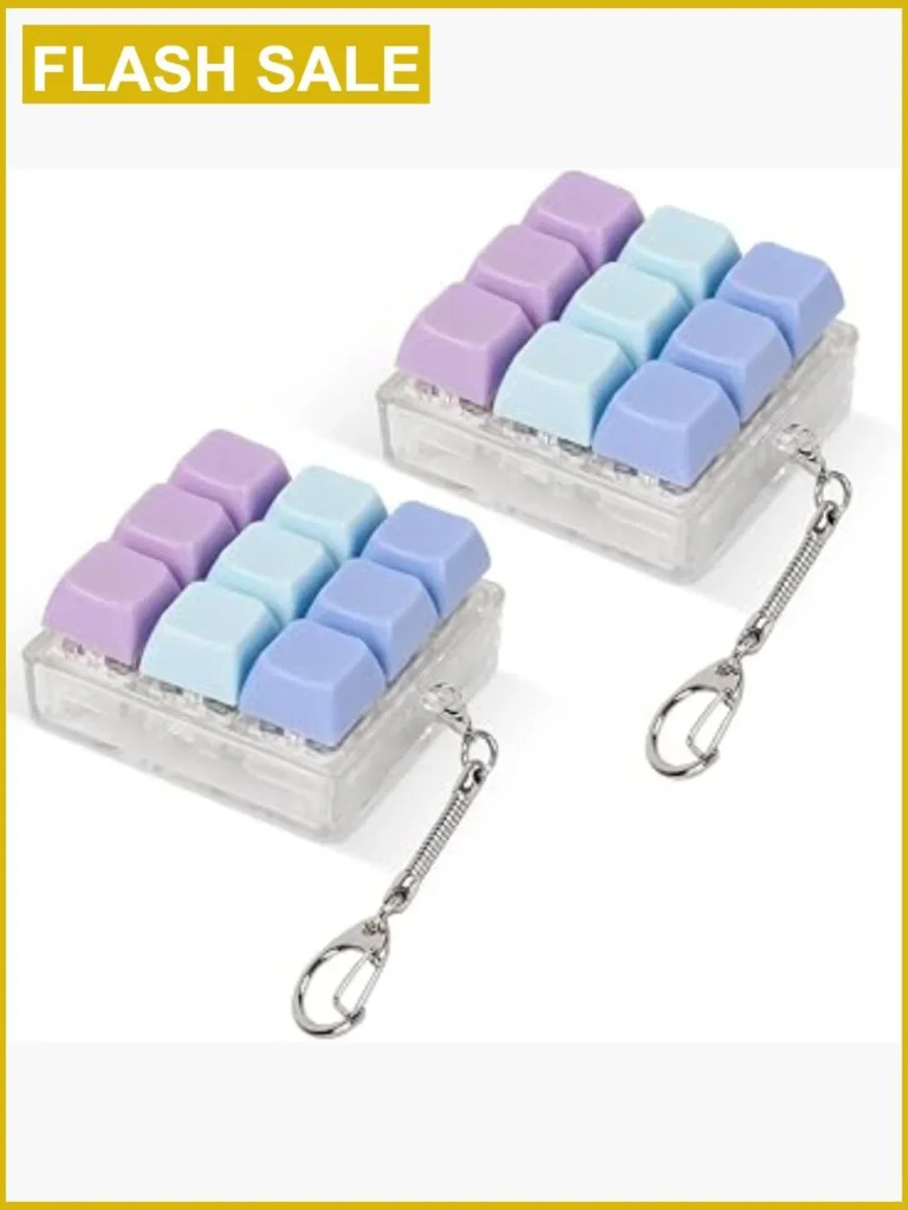 Keyboard Clicker Fidget Toy for Anxiety, 2 Pack Keychain Stress Relief ASMR